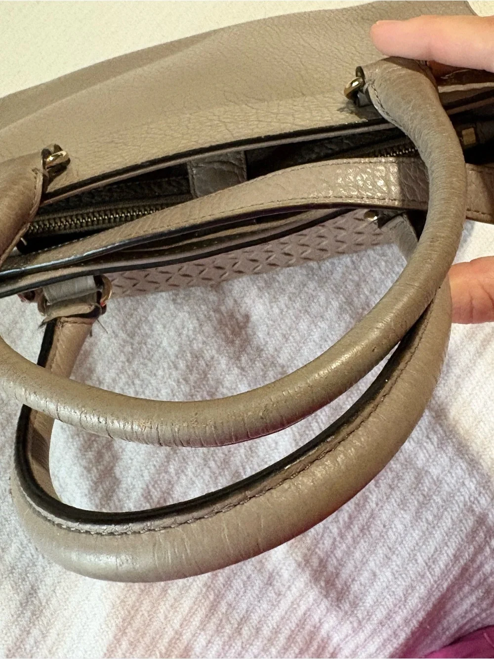 Kate Spade Romy Perri Lane Beige Leather Boho Western Chic Satchel Purse